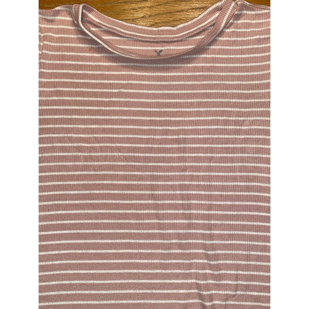 Striped Ribbed T-Shirt For Women In Pink & White - Picture 2 of 3